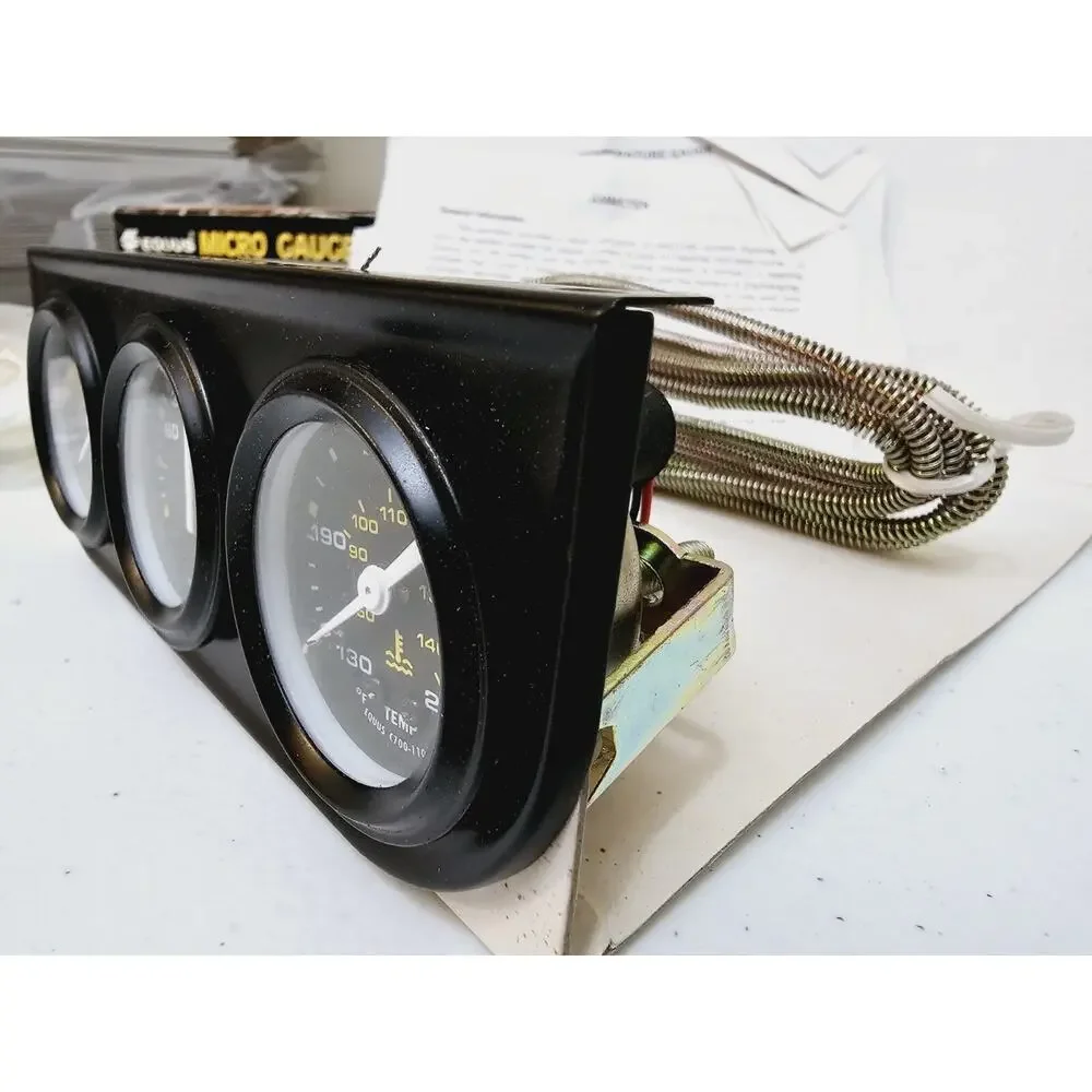 Equus Micro Gauge WM-260 AMMETER - WATER TEMP - PSI OIL PRESSURE Triple Gauge